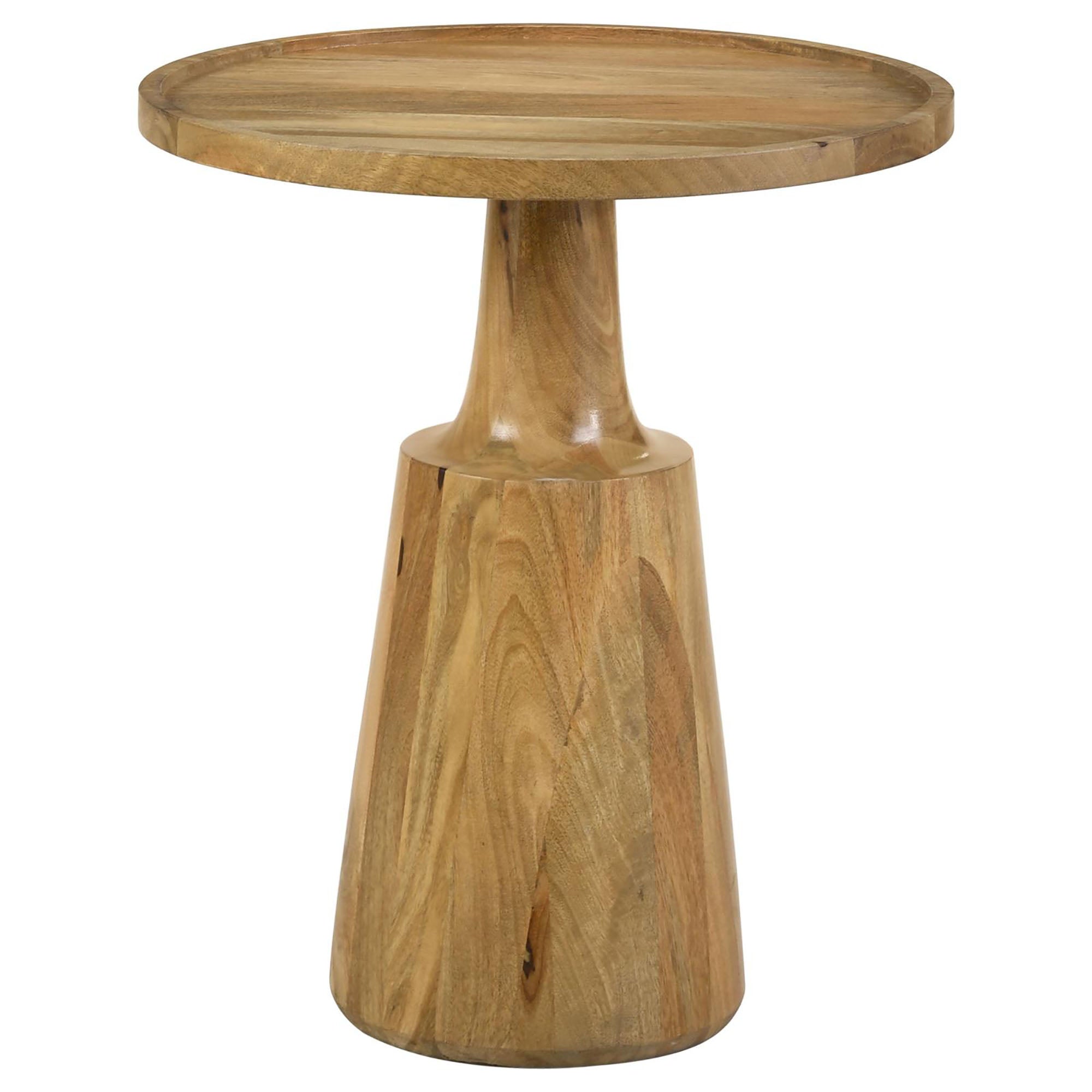 Wood Accent Table with Round Table Top and Pedestal Base - Side Tables