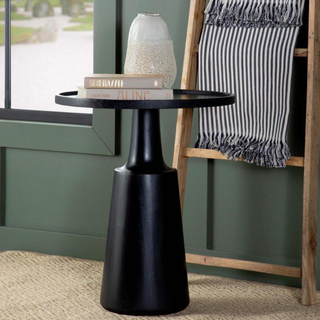 Wood Accent Table with Round Top and Pedestal Base - Side Tables