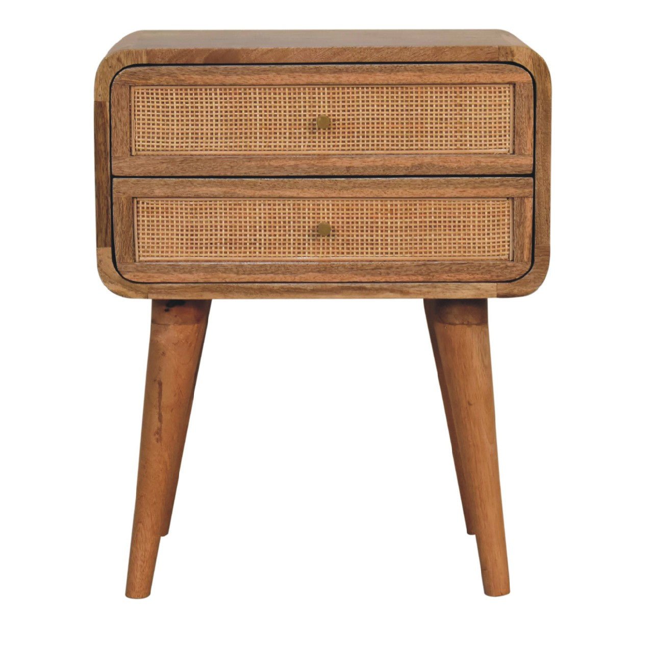 Wood and Rattan Bedside with 2 Drawers - Nightstands