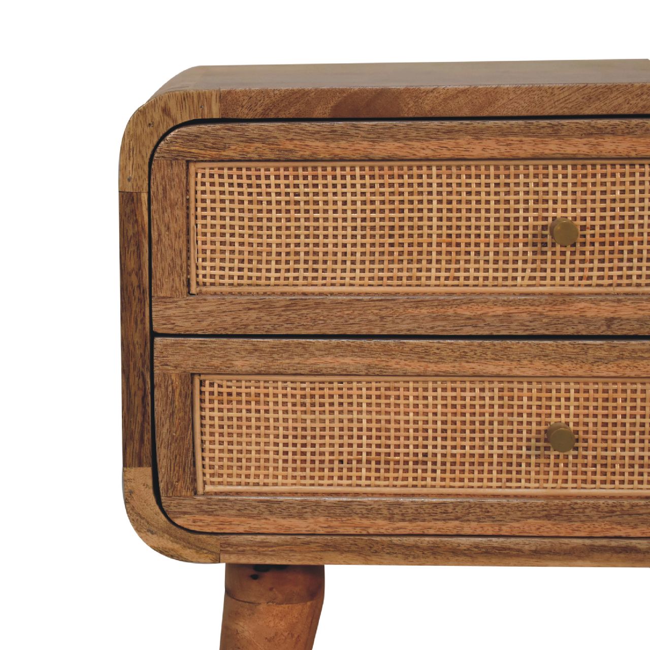 Wood and Rattan Bedside with 2 Drawers - Nightstands