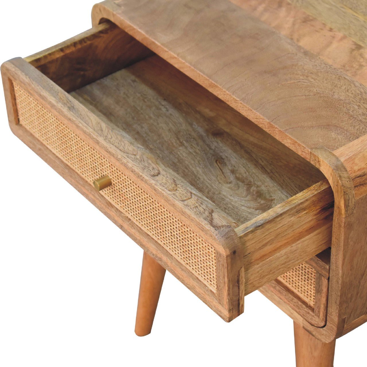 Wood and Rattan Bedside with 2 Drawers - Nightstands