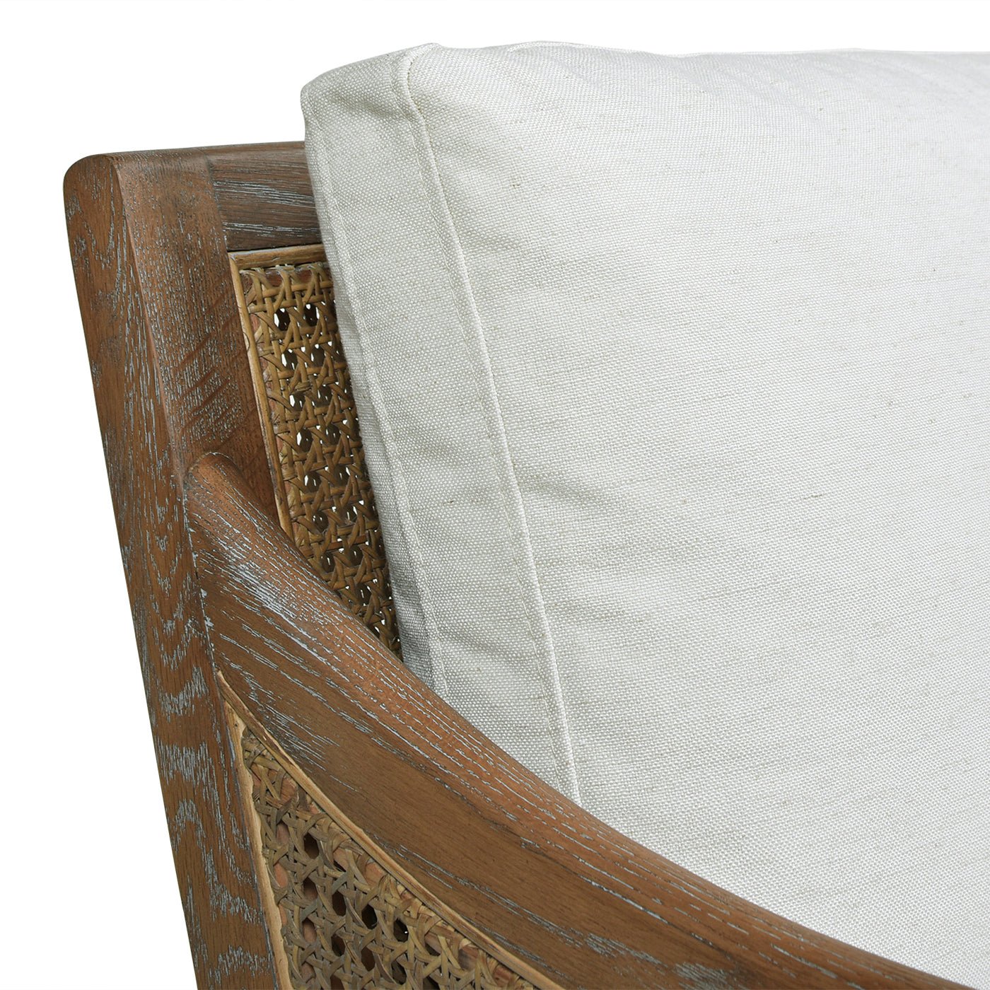 Wood & Rattan Accent Chair with Removable Cushion - Accent Chairs
