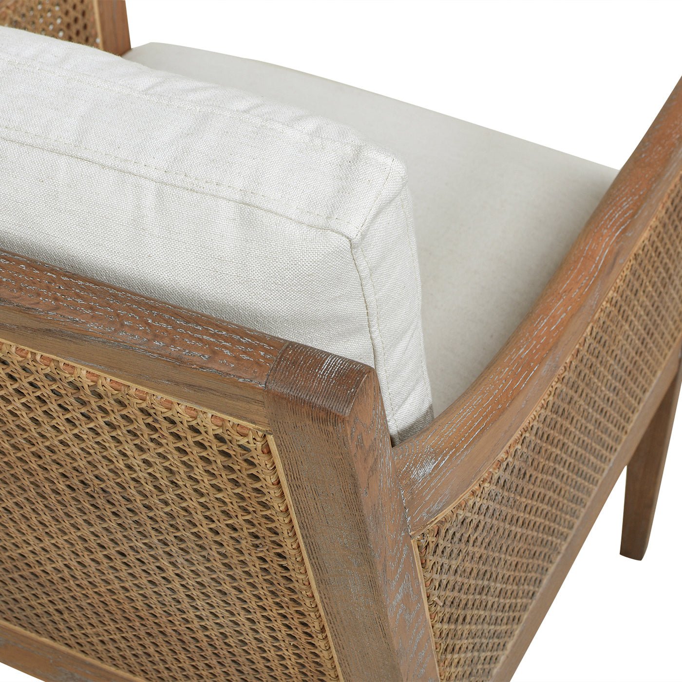 Wood & Rattan Accent Chair with Removable Cushion - Accent Chairs