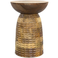 Wooden Accent Table with Sleek Sculptural Design - Side Tables