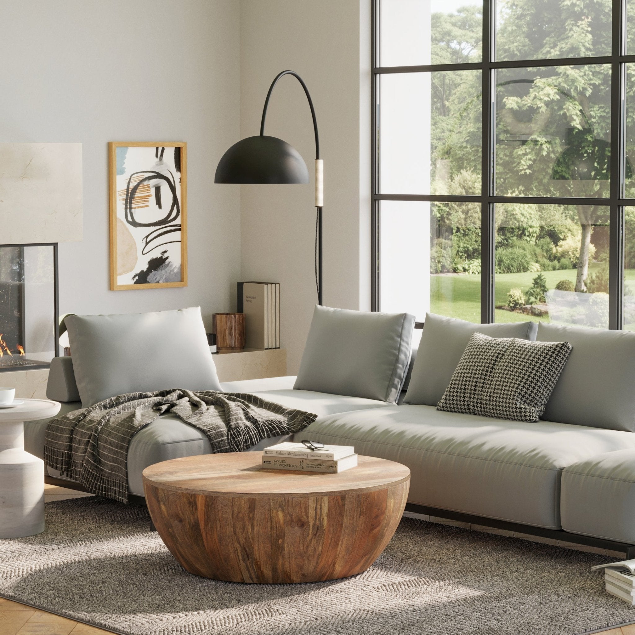 Wooden Drum - Shaped Coffee Table - Coffee Tables