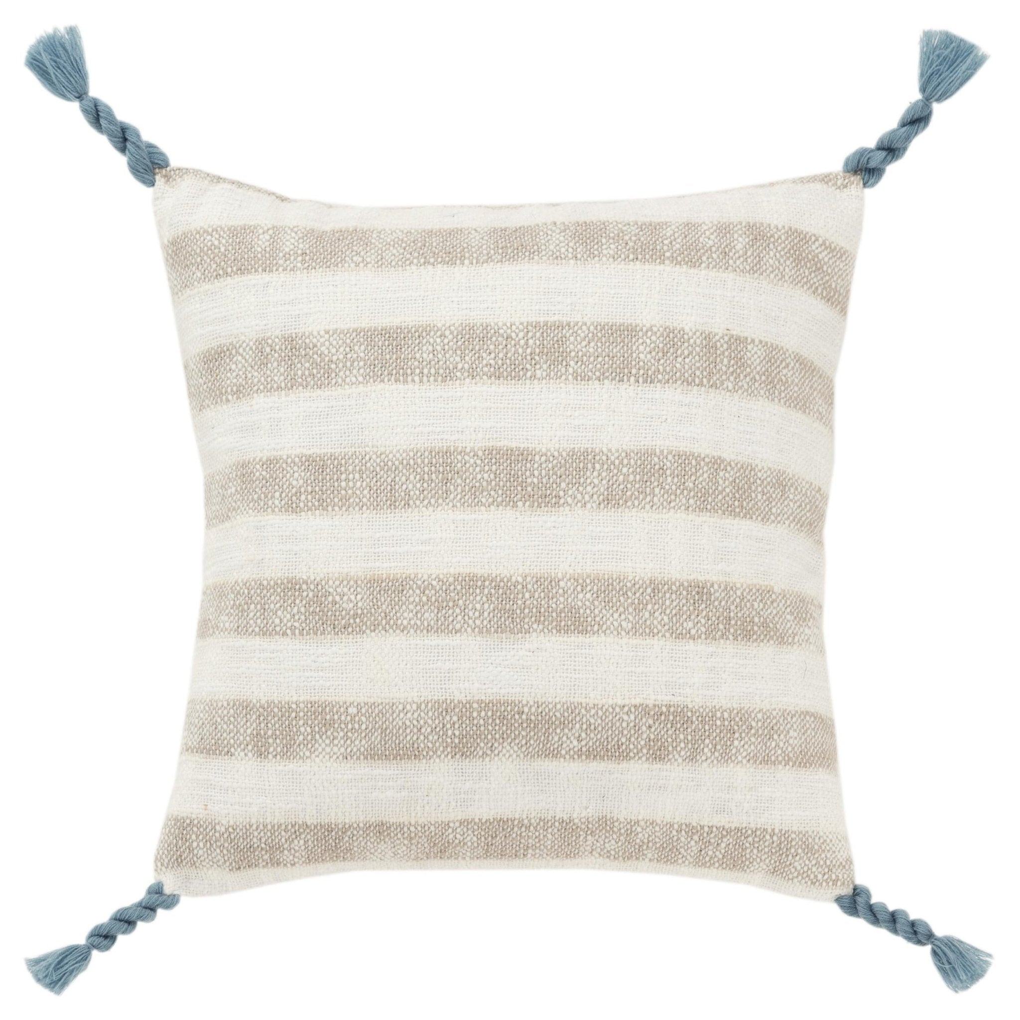 Woven Cotton & LInen Striped Decorative Throw Pillow - Square Pillows