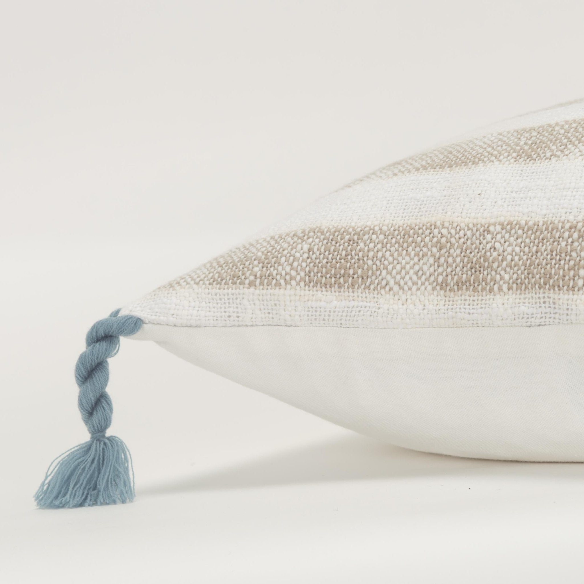 Woven Cotton & LInen Striped Decorative Throw Pillow - Square Pillows