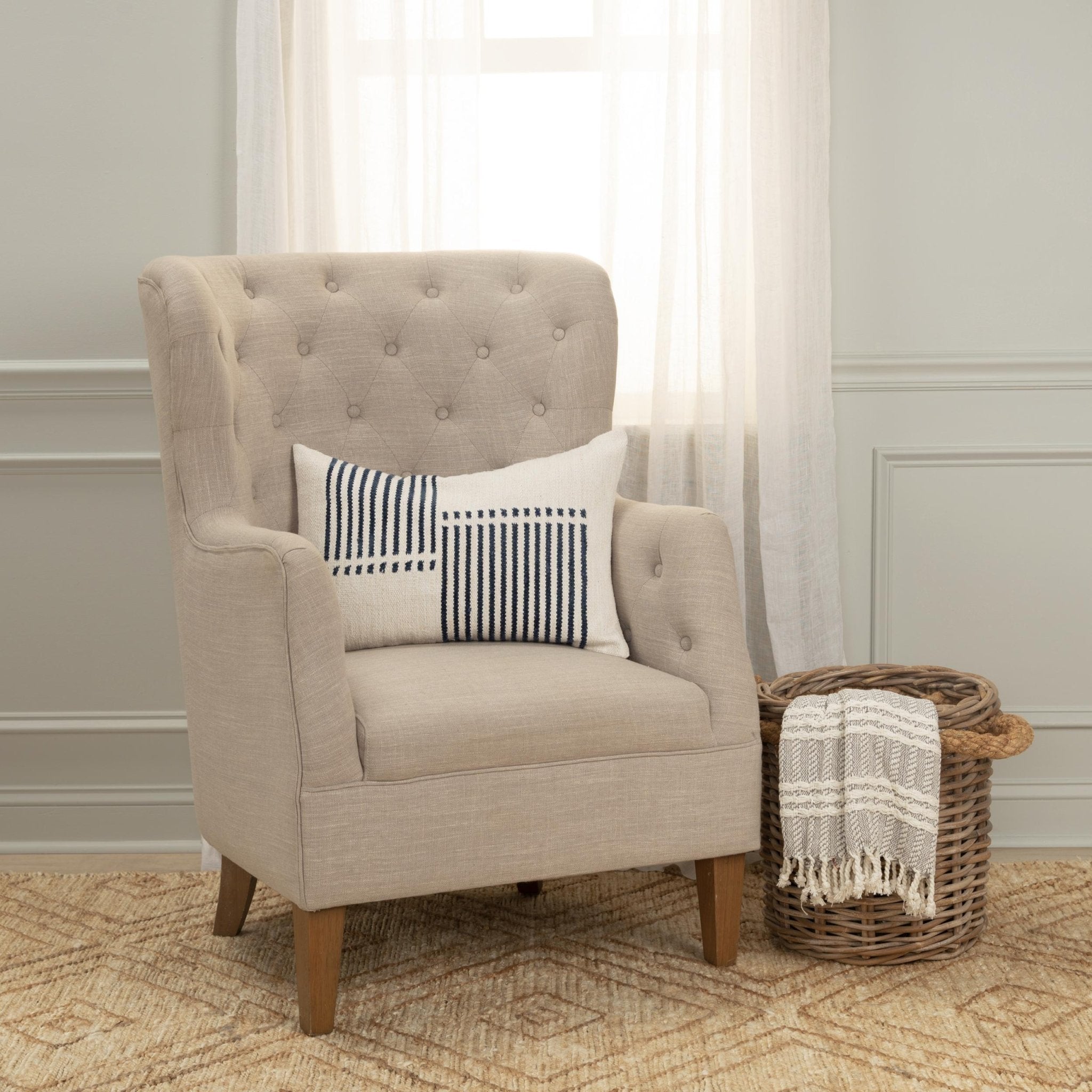 Woven Striped Decorative Throw Pillow - Lumbar Pillows