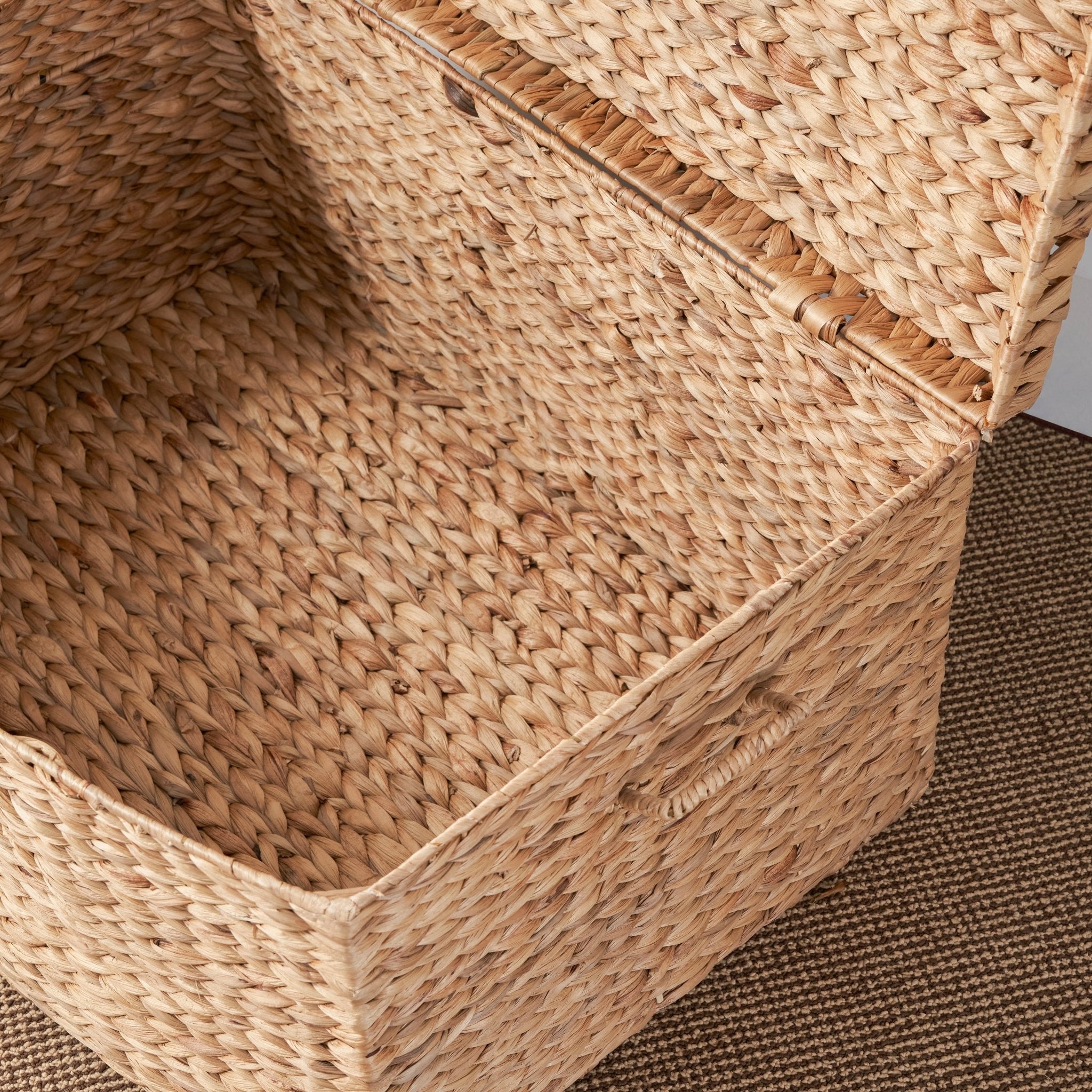 Woven Wicker Storage Basket with Handle - Baskets