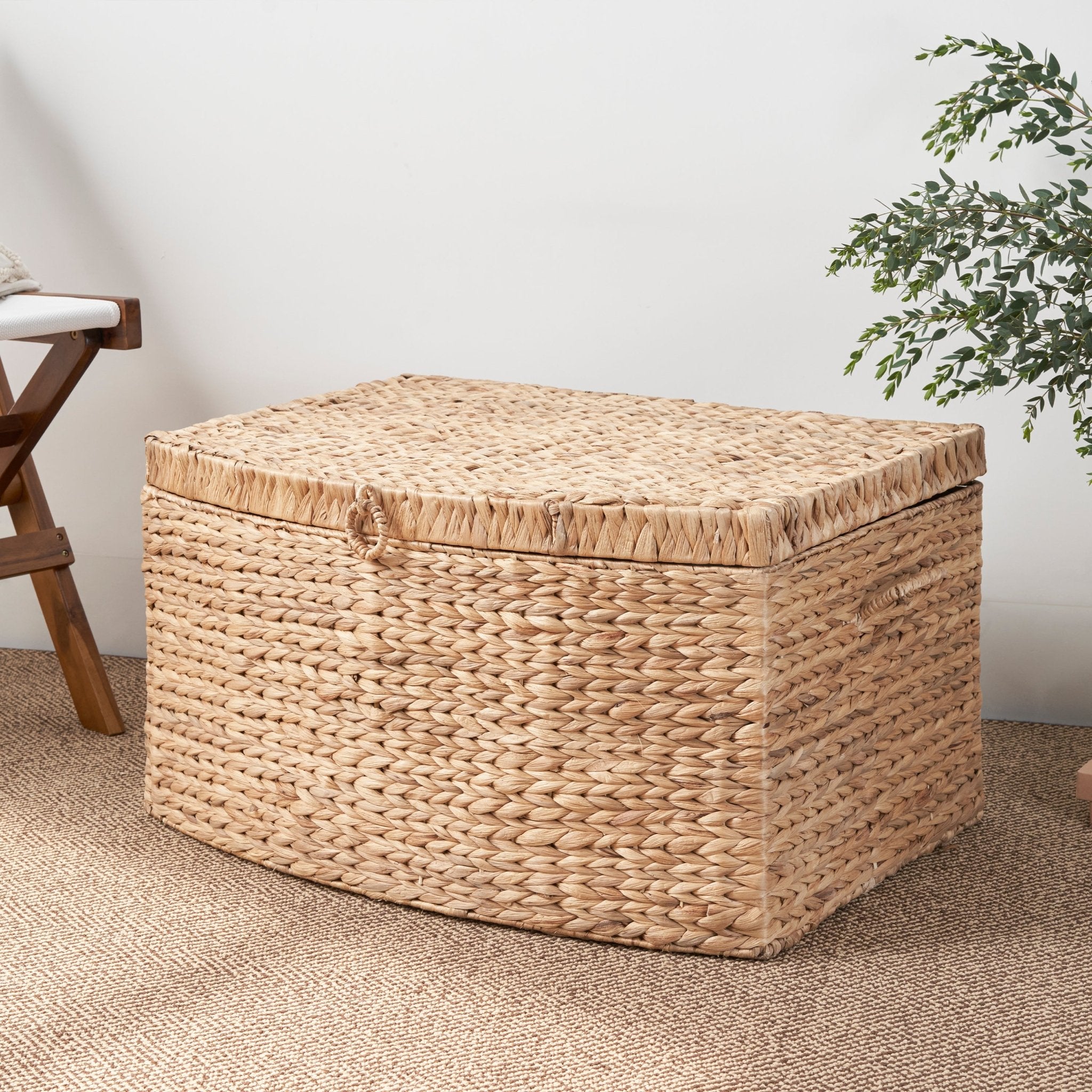 Woven Wicker Storage Basket with Handle - Baskets