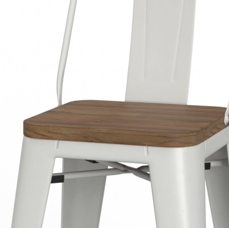 Boundless Metal/Wood Counter Stool with Curved Back, Cross Brace and Footrest, Set of 2