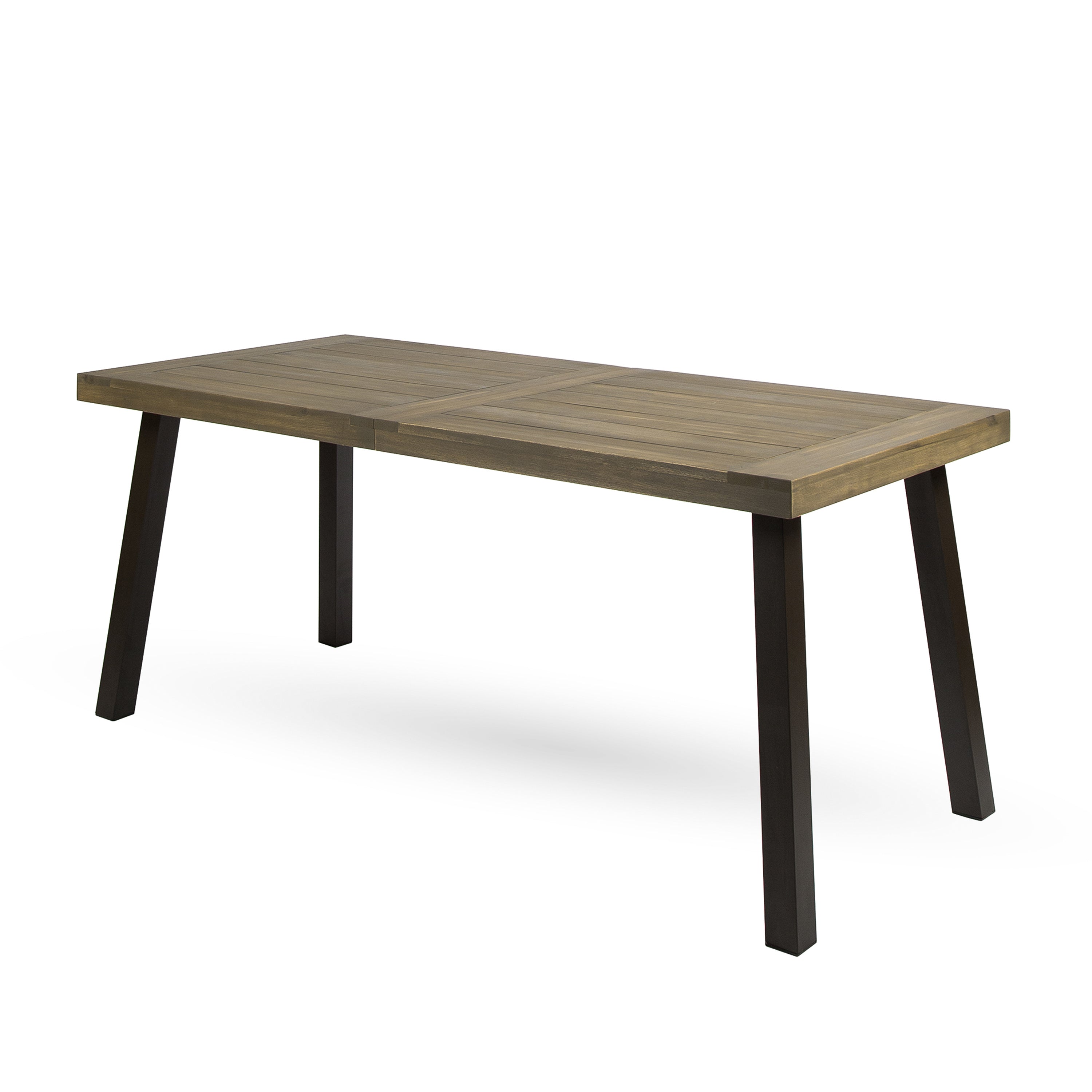 Della Outdoor Acacia Wood Dining Table with Metal Legs