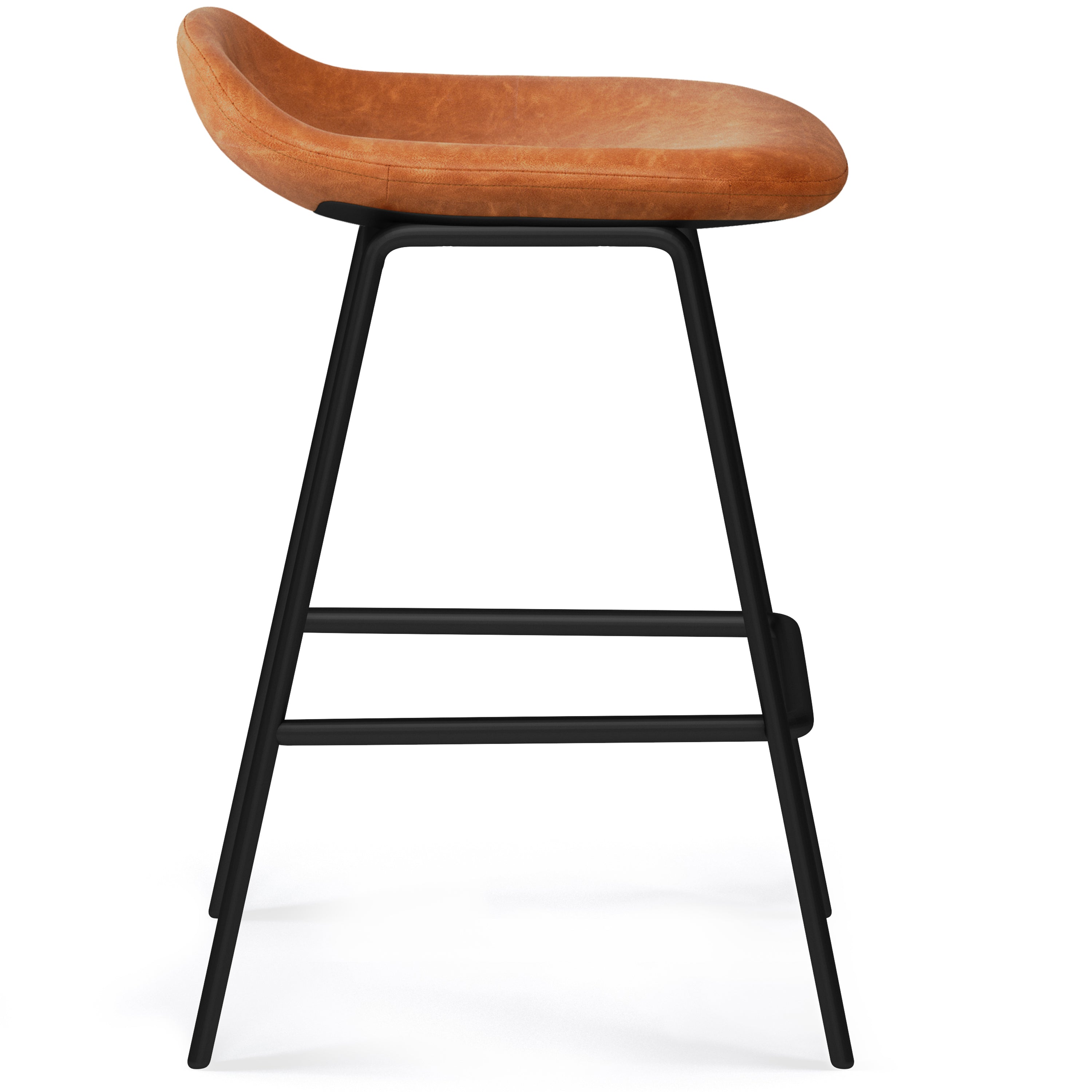 Horizons Faux Leather Stool with Padded Seat and Footrest, Set of 2