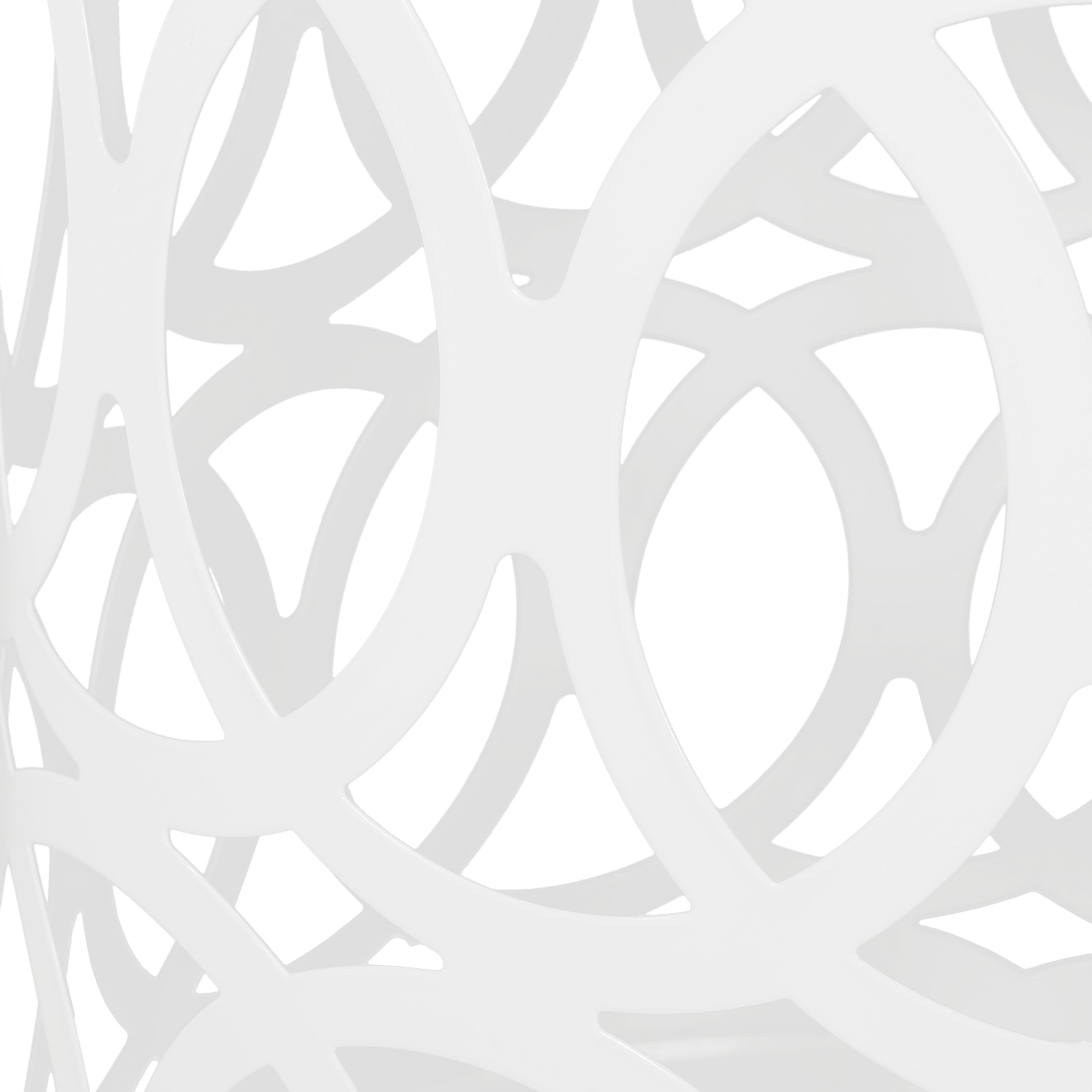 Symmetry White Outdoor Cylindrical End Table with Overlapping Circle Pattern