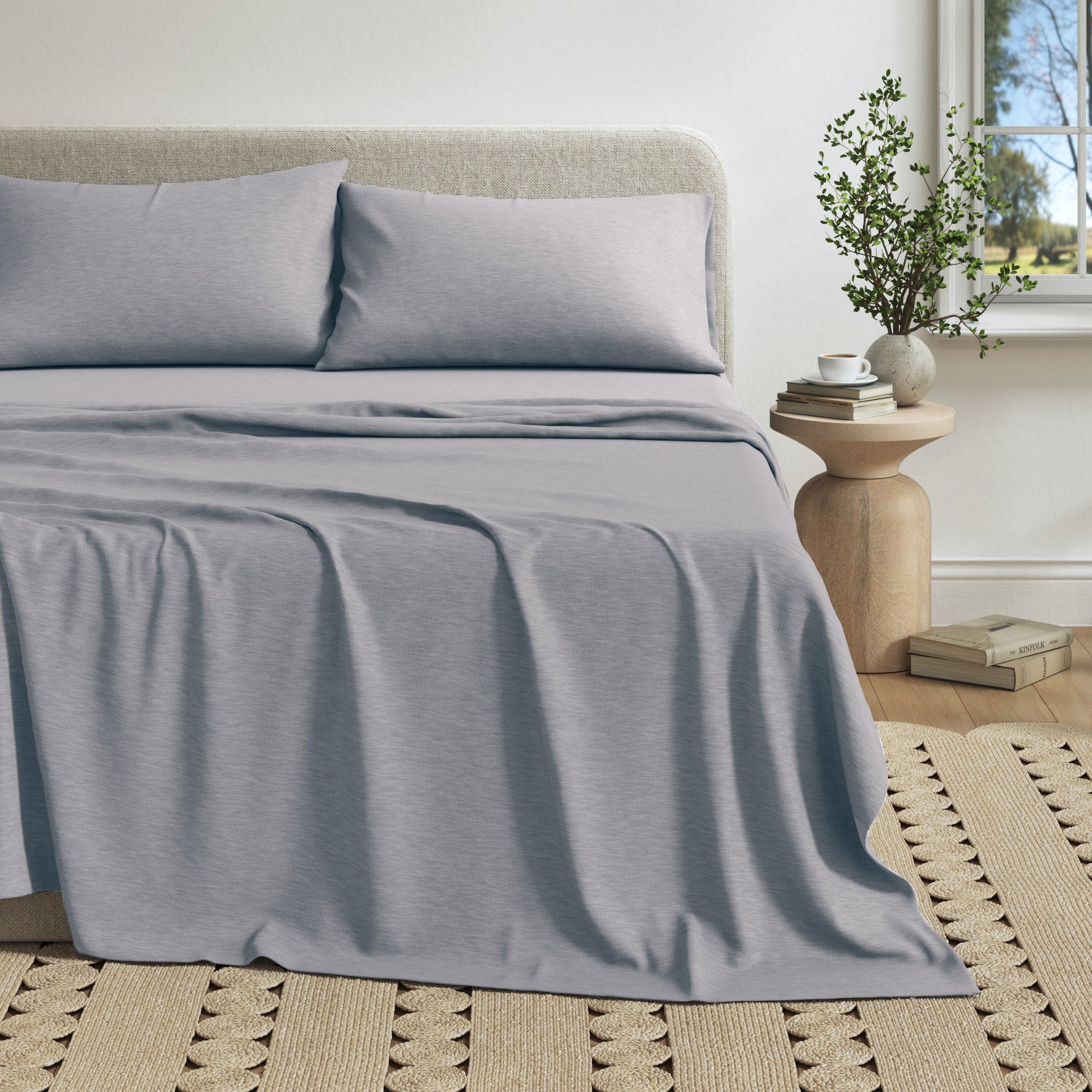 Cotton Heathered Melange Jersey Knit Sheet Set