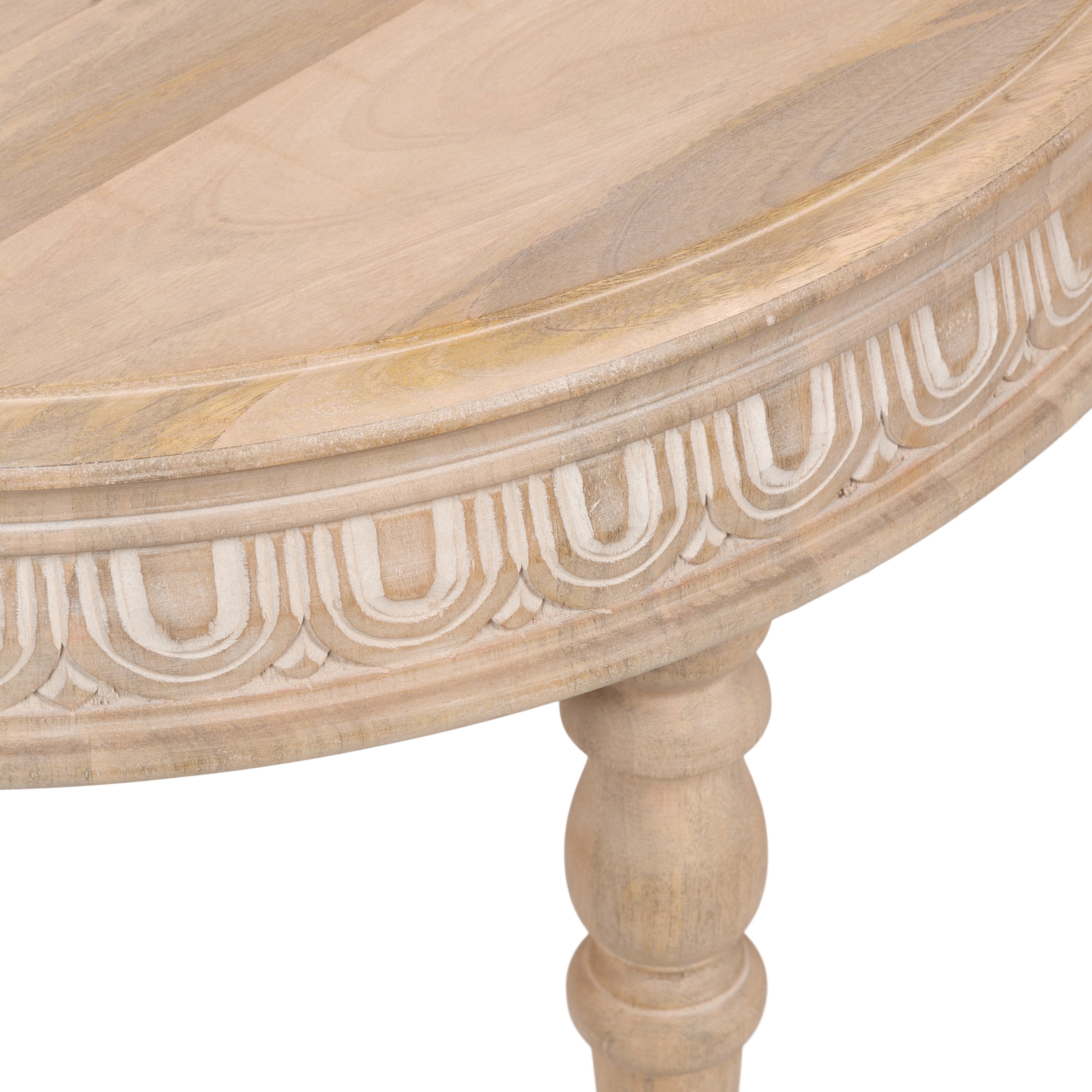 Patresa Carved Round Wood Coffee Table