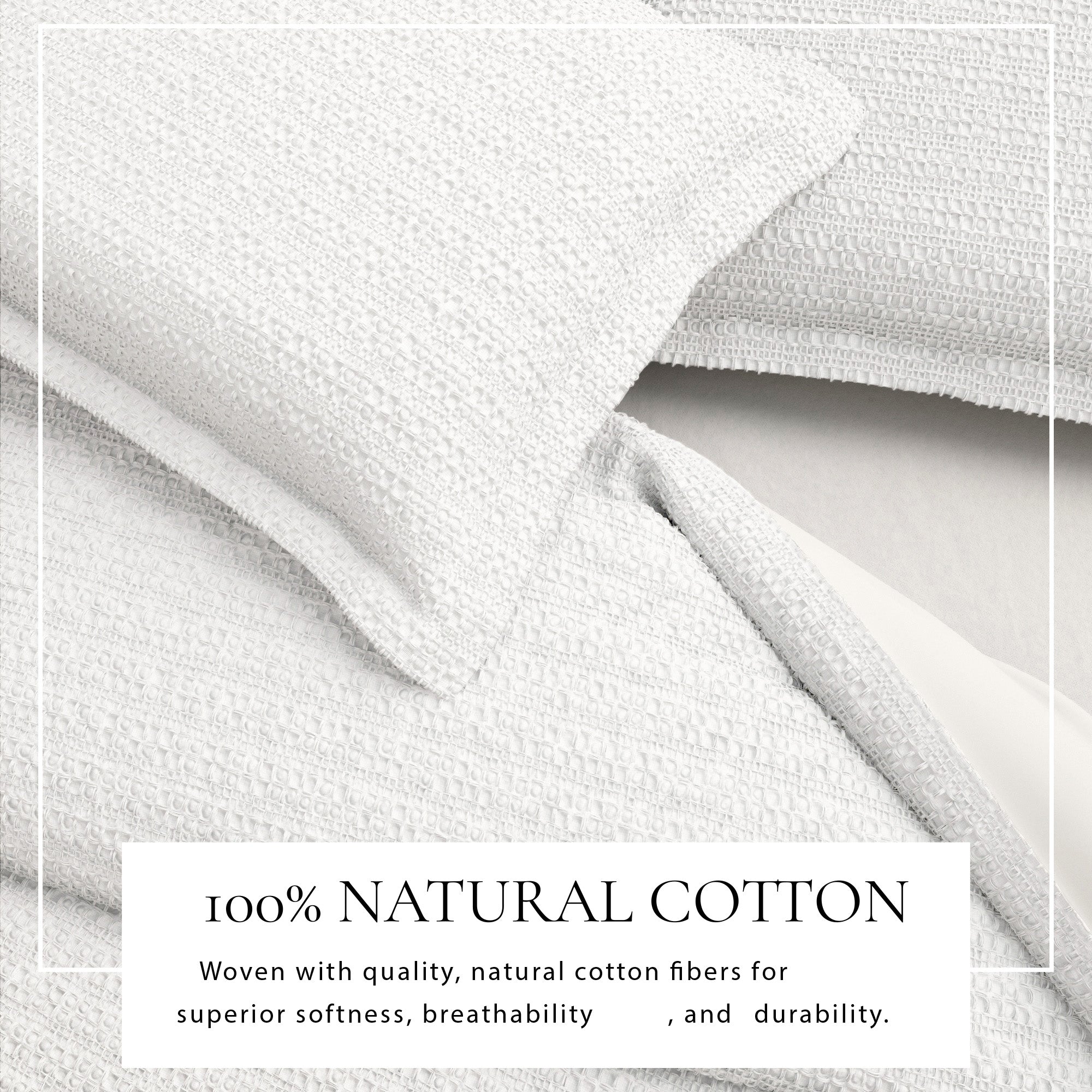 100% Cotton Honeycomb Waffle Textured Duvet Cover with Pillow Shams
