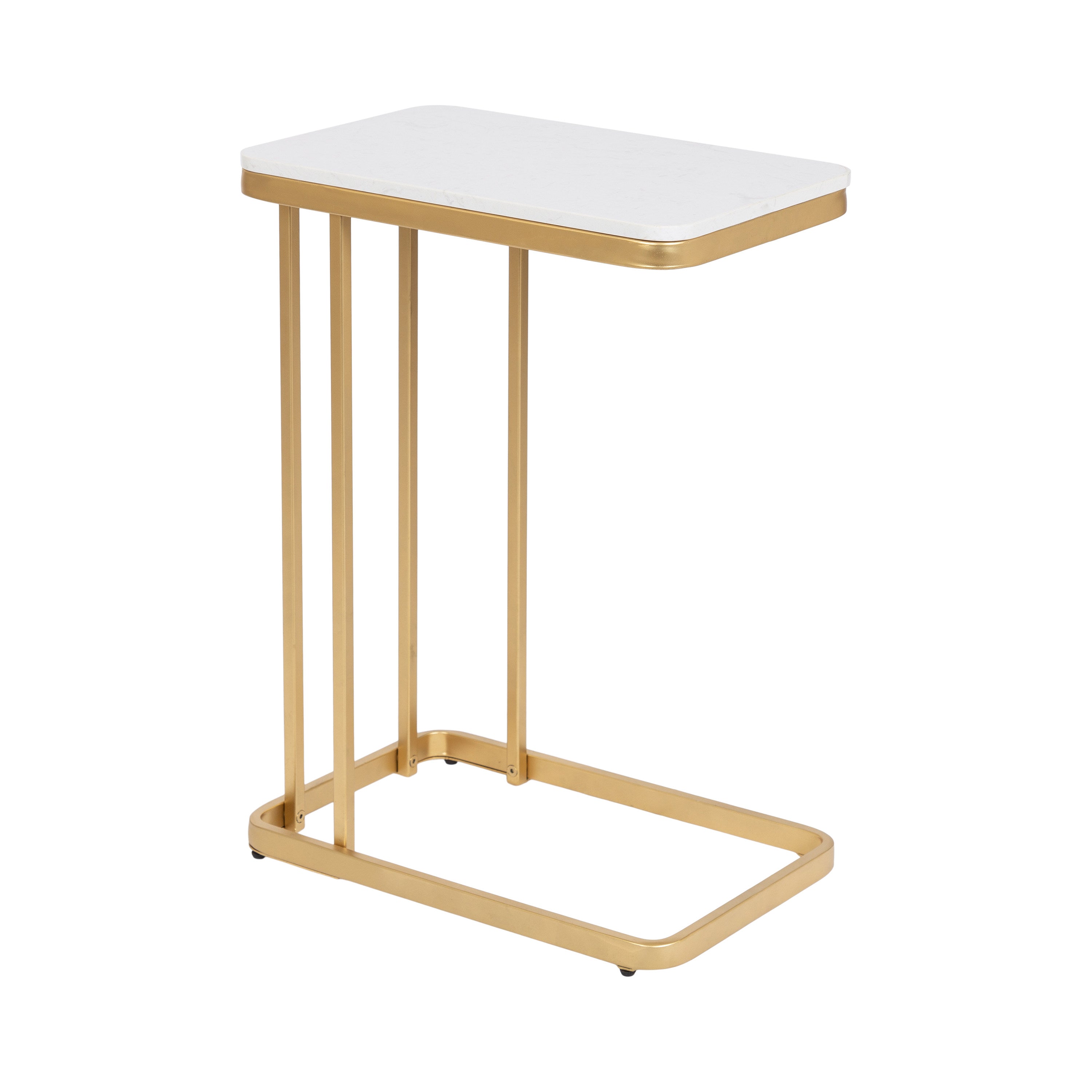 Credele Cultured Marble and Metal Accent C-Table