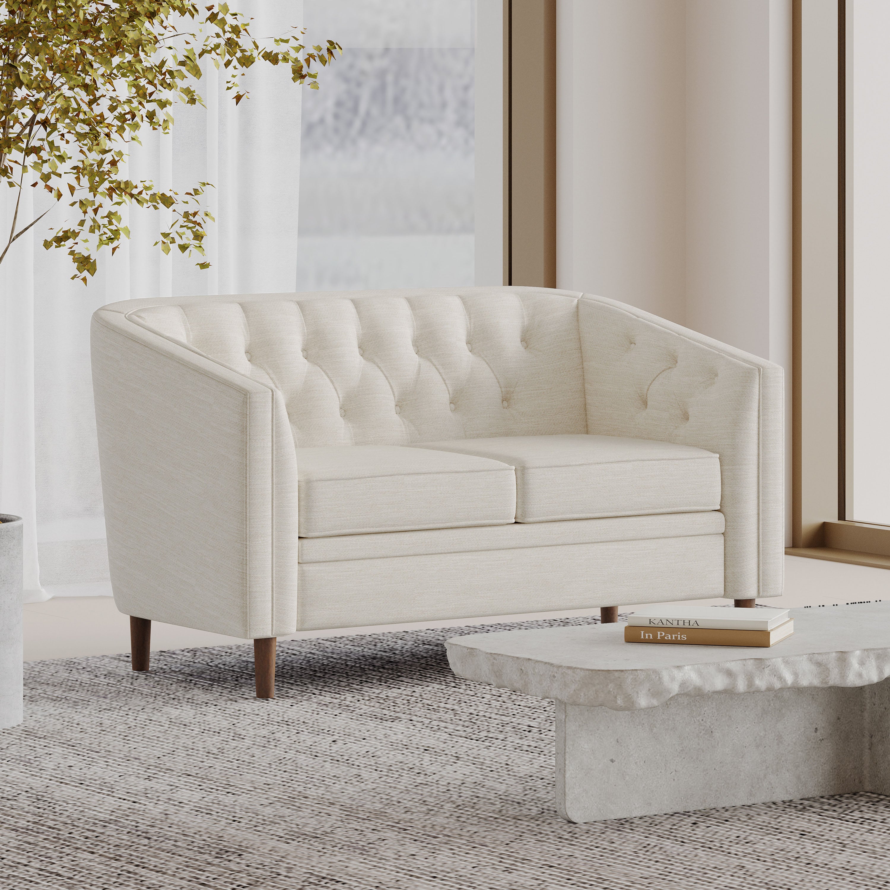 Sophisticated Loveseat with Diamond-Stitched Detailing