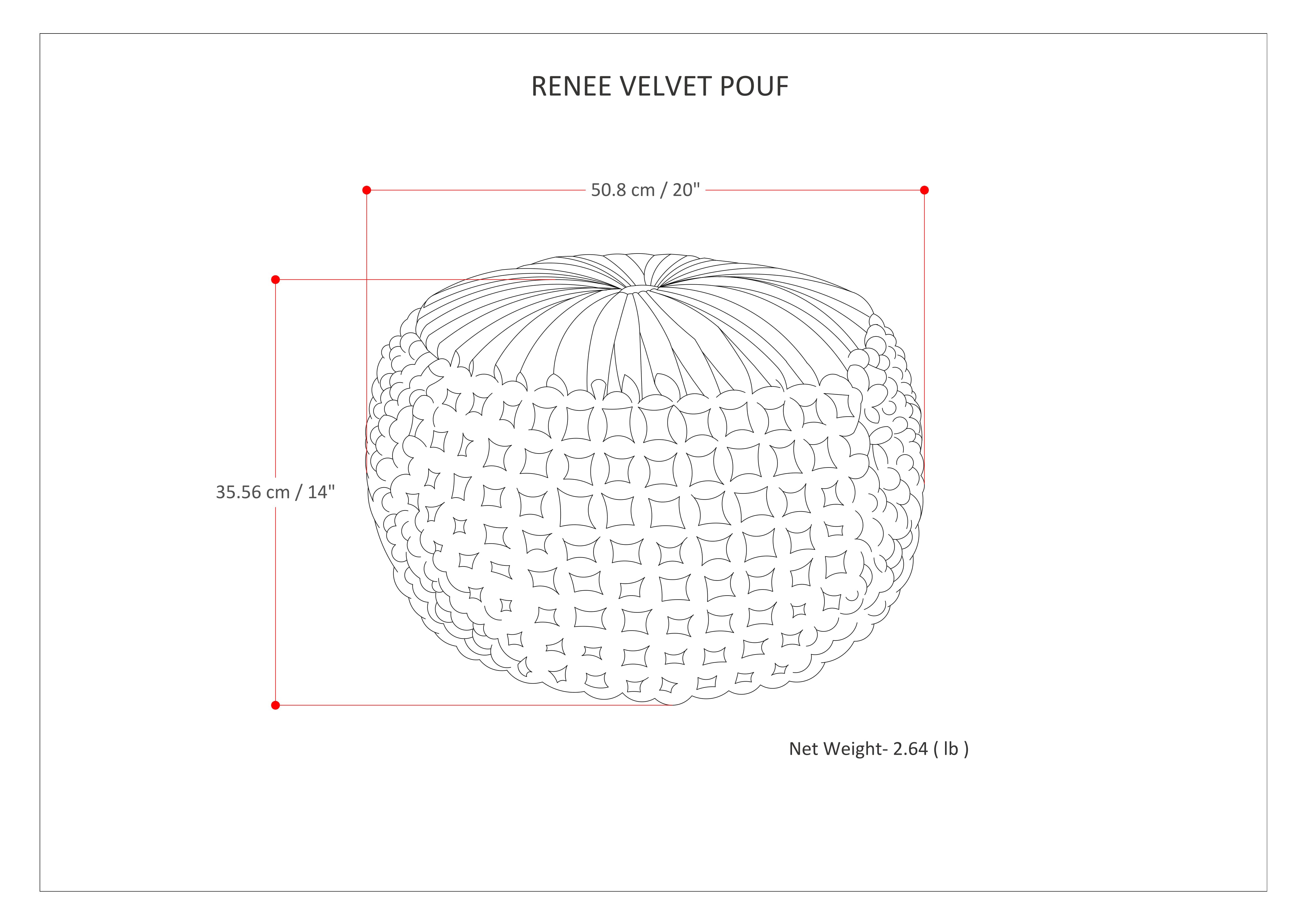 Renee 20 inch Wide Round Pouf in Teal Velvet