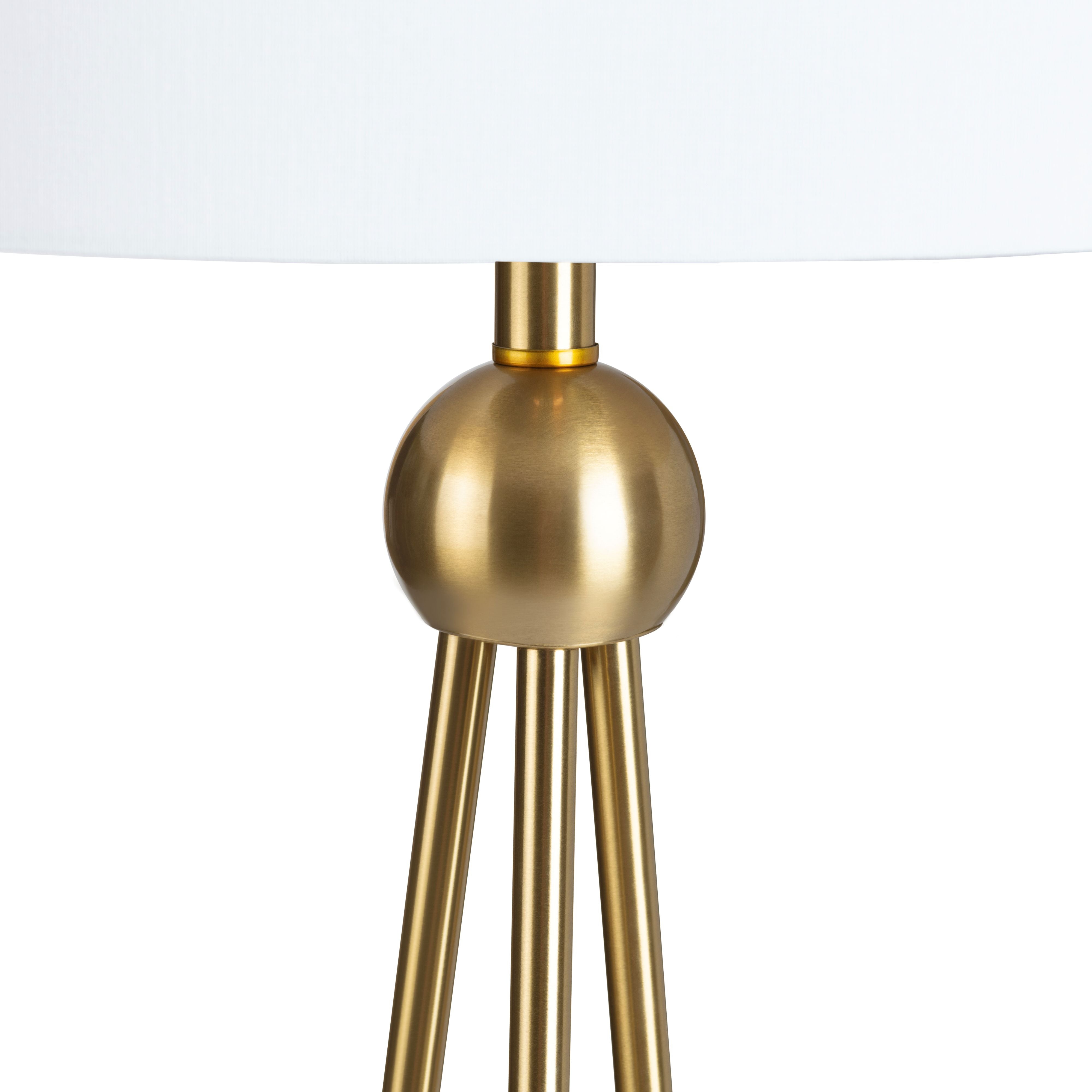 Gold Metal Tripod Floor Lamp With Shade