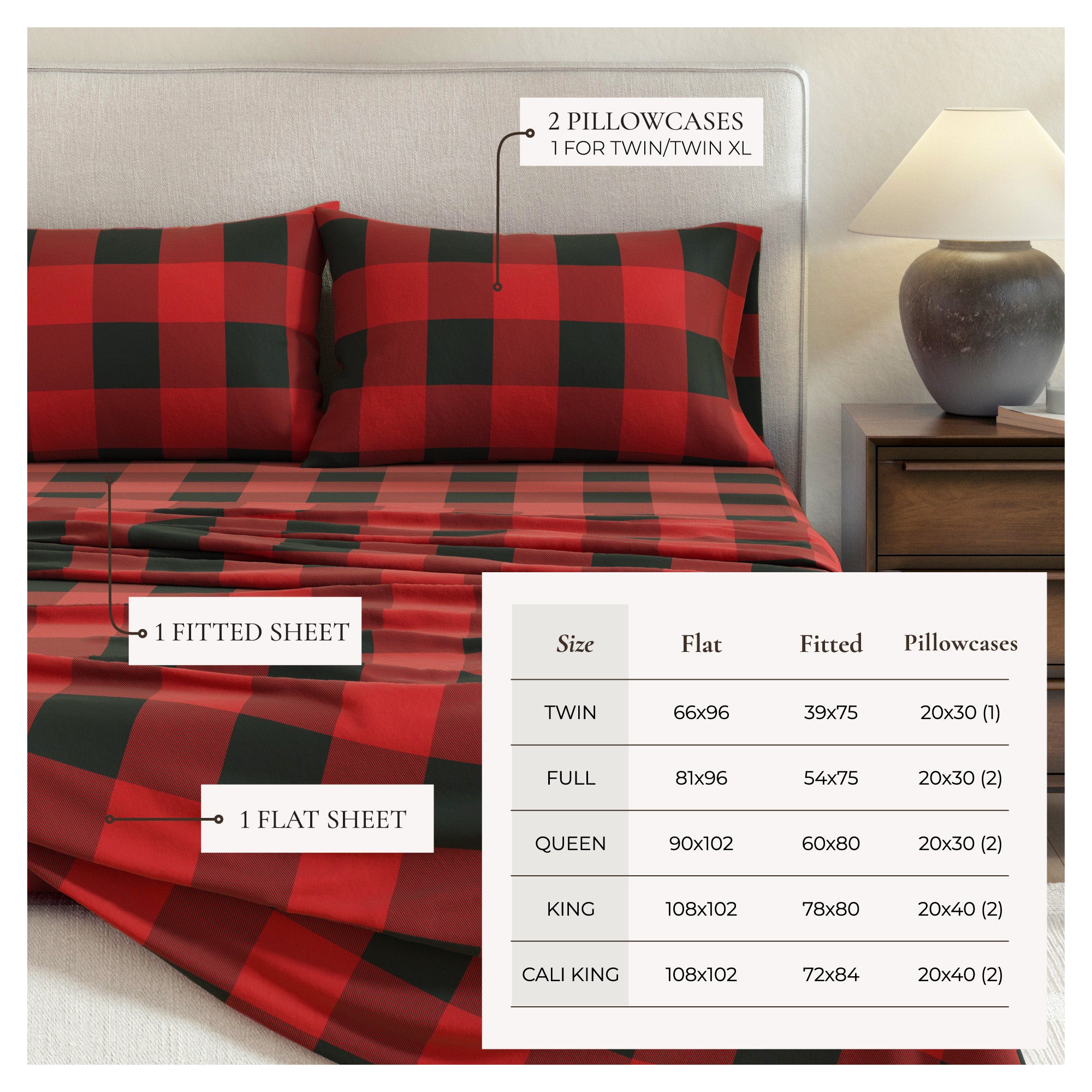100% Turkish Cotton Plaid Flannel Sheet Sets