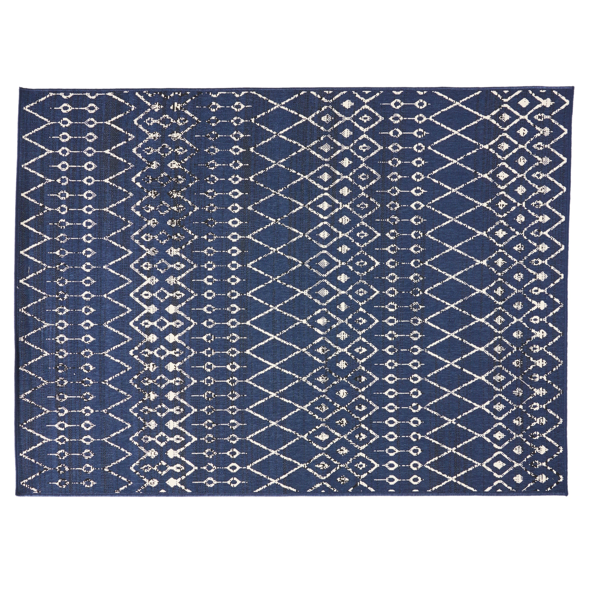 Calamity Navy Boho 63" x 84" Polypropylene Outdoor Area Rug