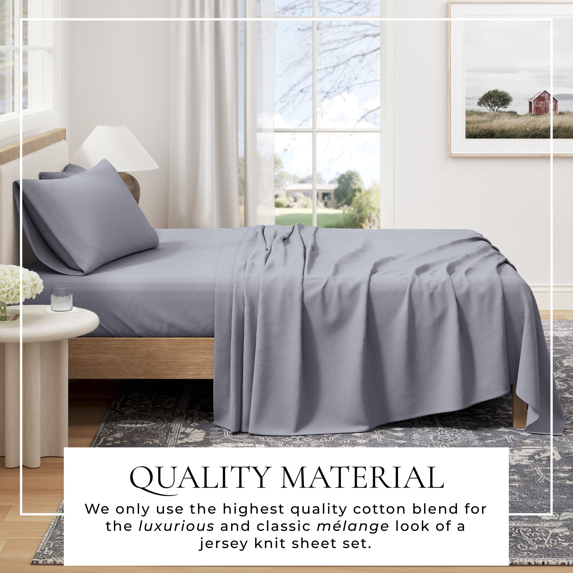 Cotton Heathered Melange Jersey Knit Sheet Set