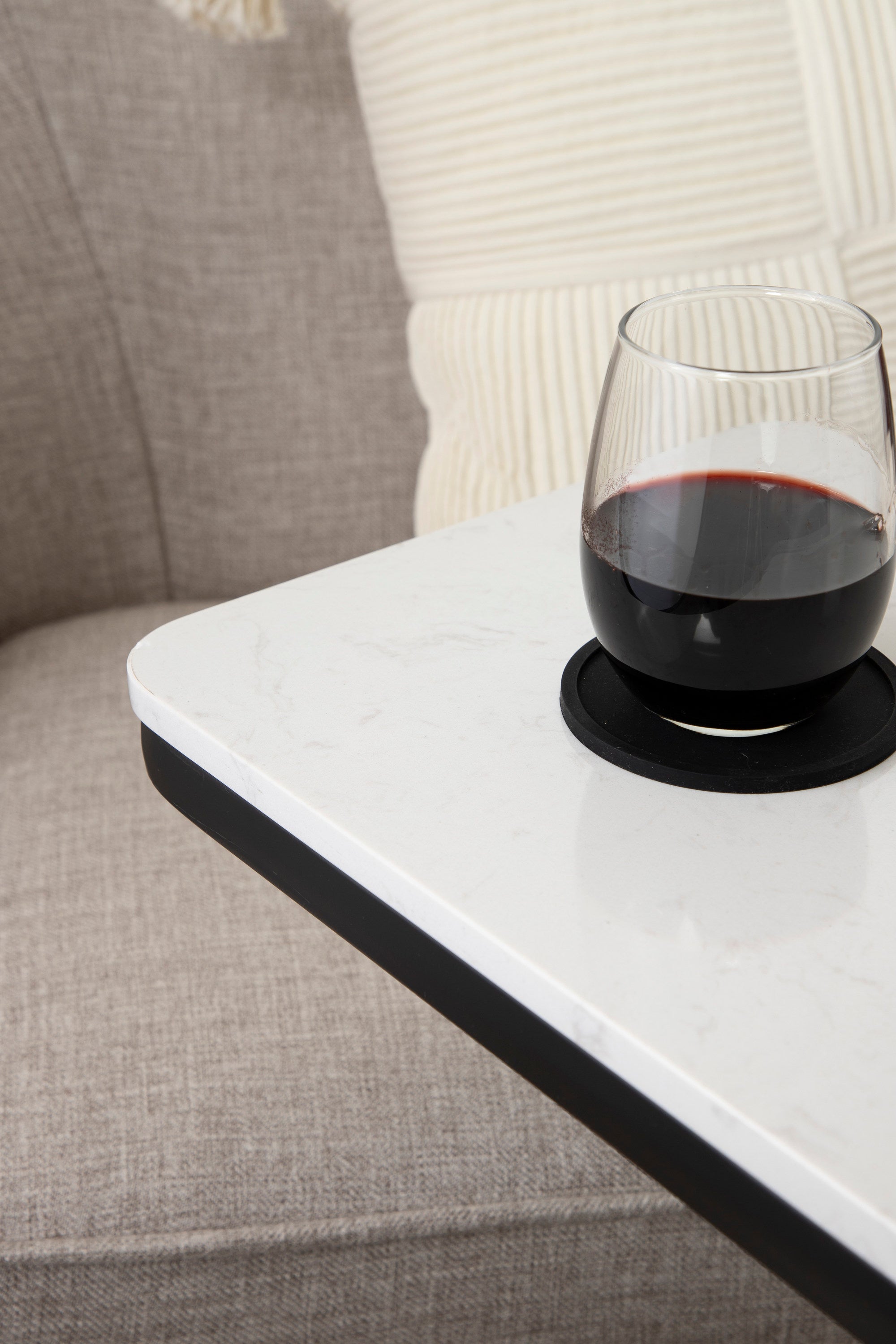 Credele Cultured Marble and Metal Accent C-Table