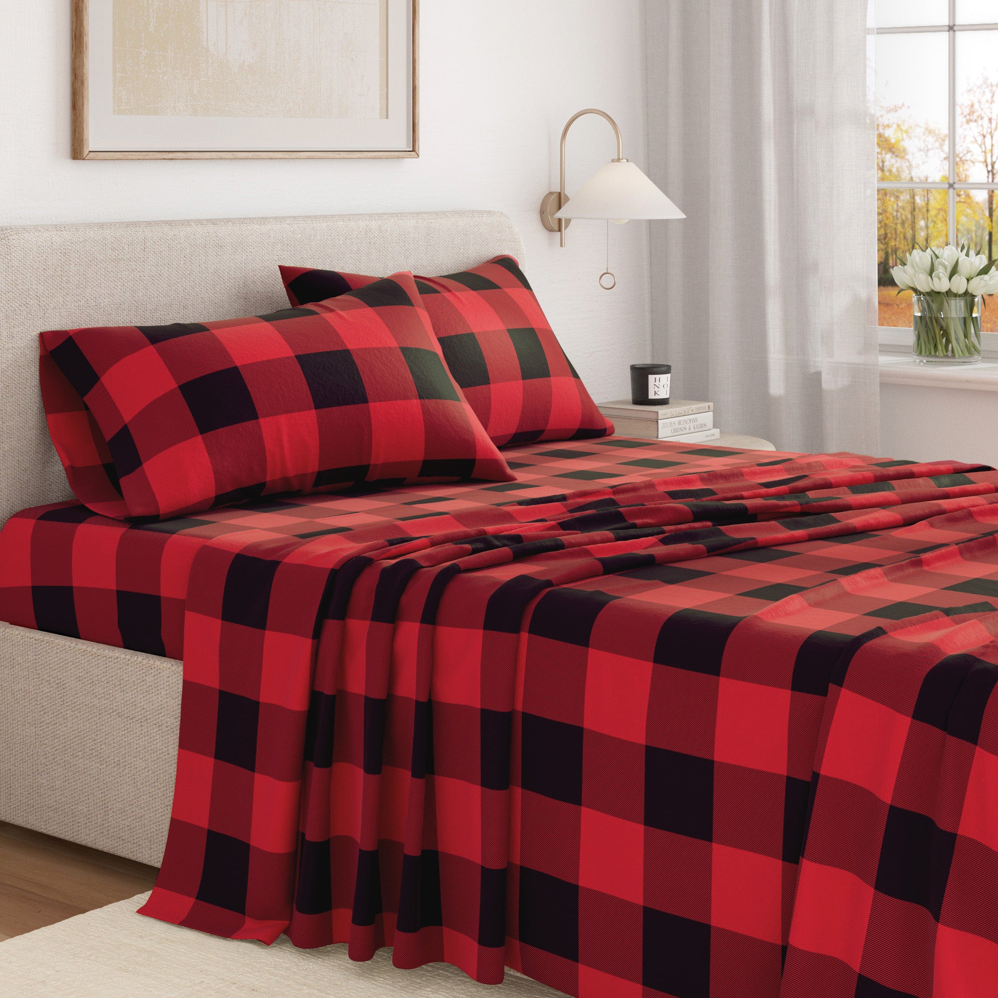 100% Turkish Cotton Plaid Flannel Sheet Sets