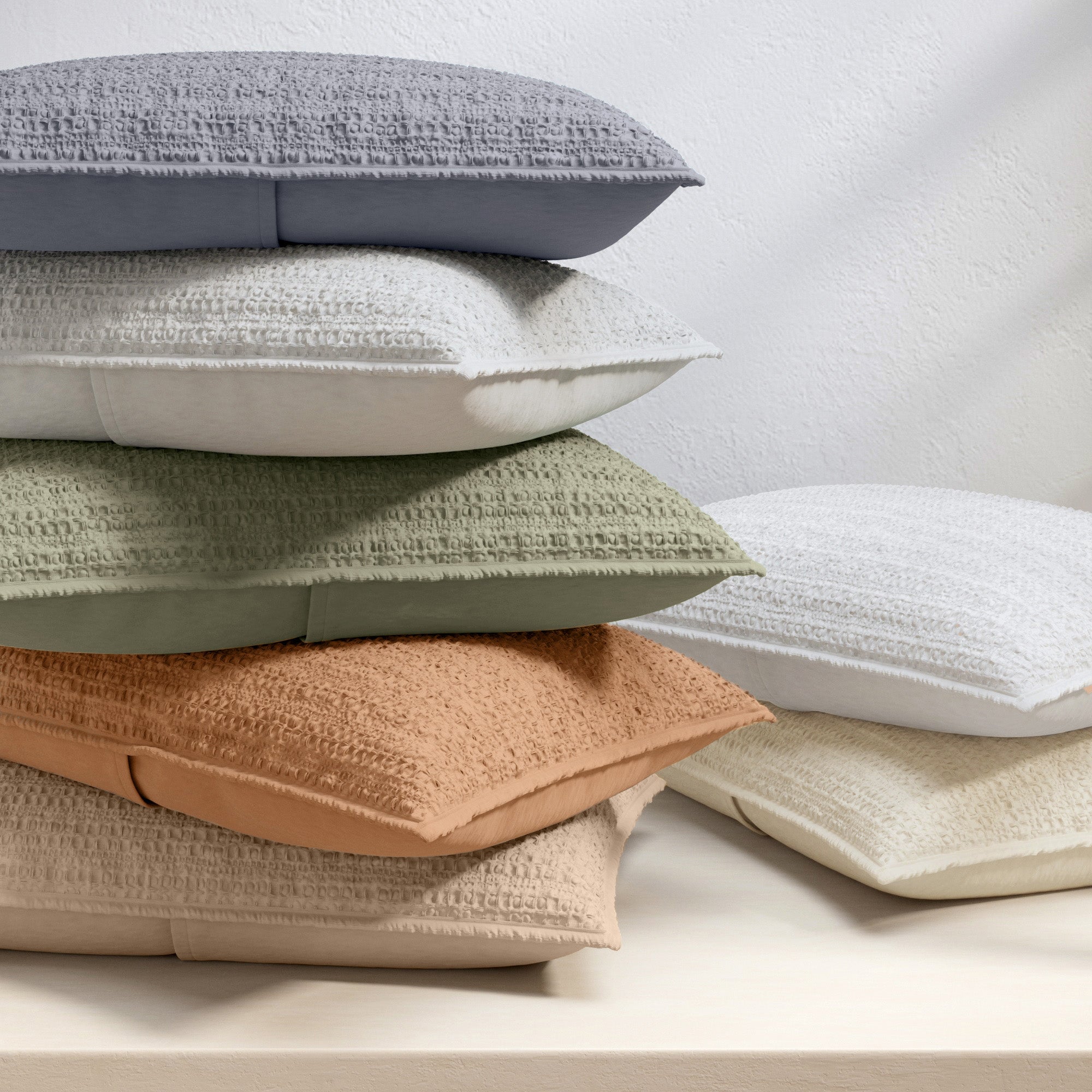 100% Cotton Garment Washed Honeycomb Waffle Quilt and Sham Set