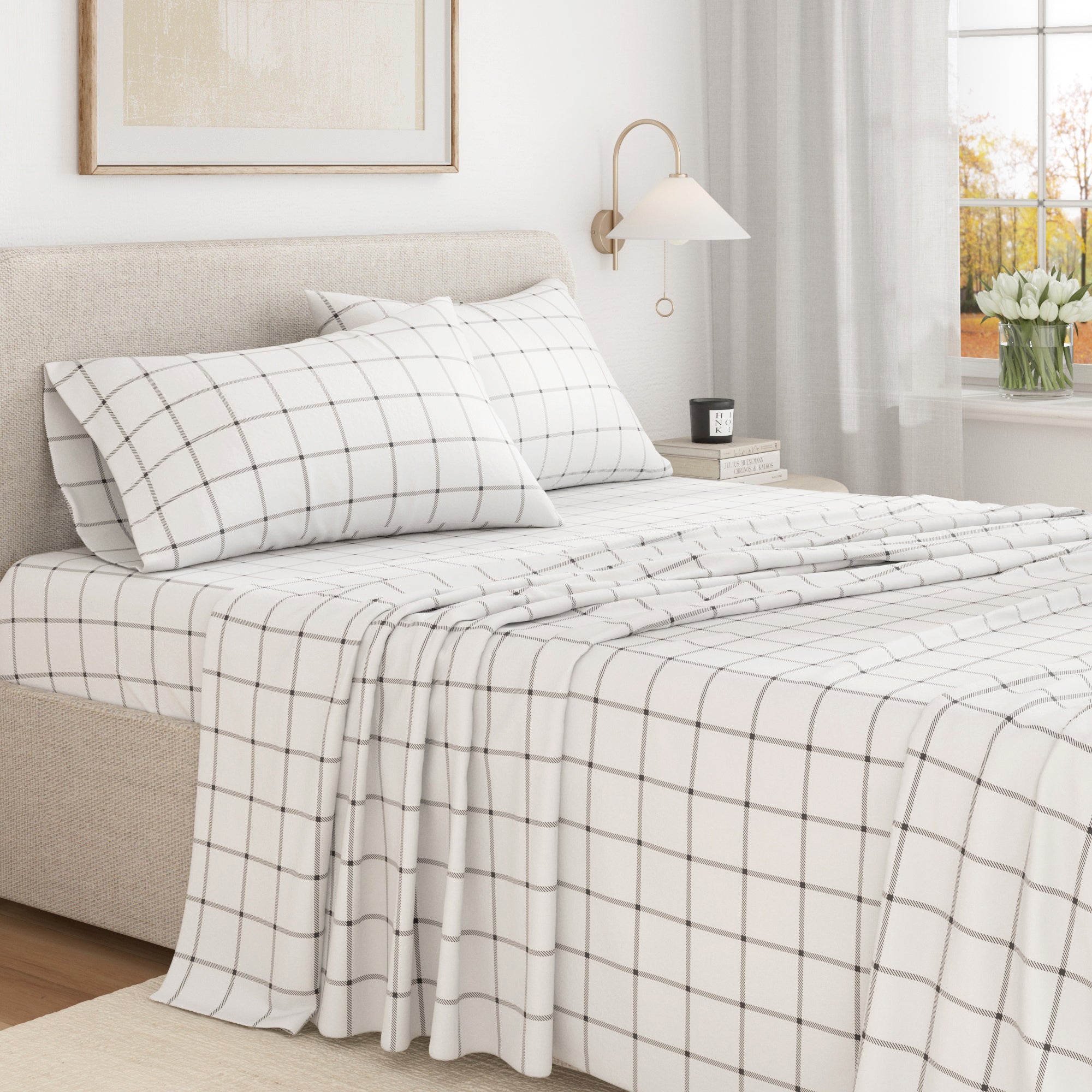 100% Turkish Cotton Plaid Flannel Sheet Sets