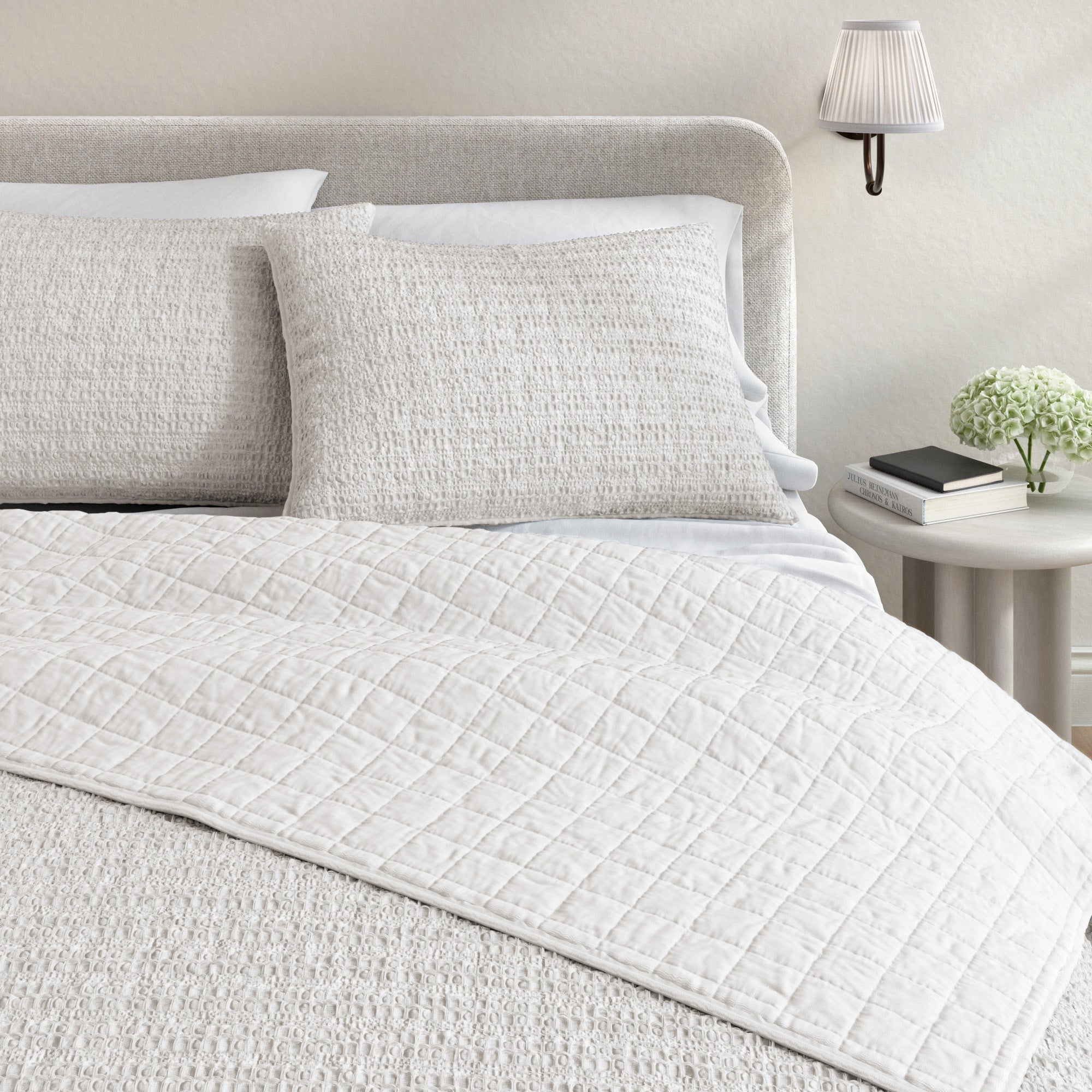 100% Cotton Garment Washed Honeycomb Waffle Quilt and Sham Set