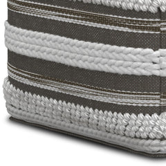 Zenarique Handcrafted Cotton Woven Pinstripe Pouf - Pouf