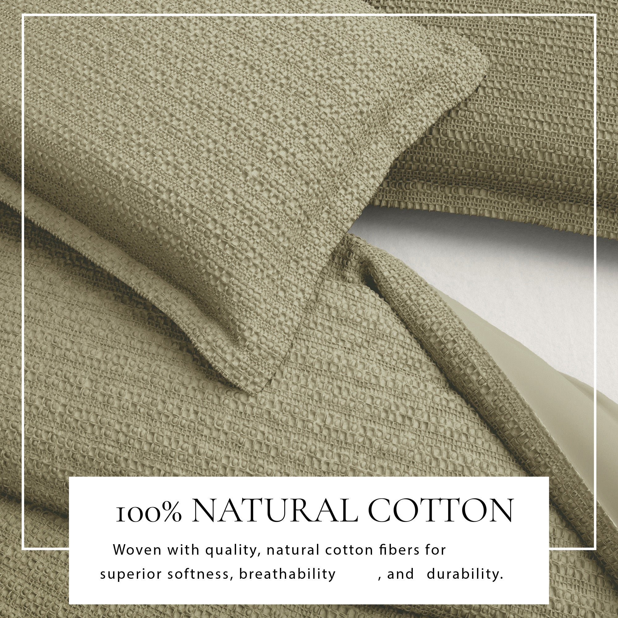 100% Cotton Honeycomb Waffle Textured Duvet Cover with Pillow Shams