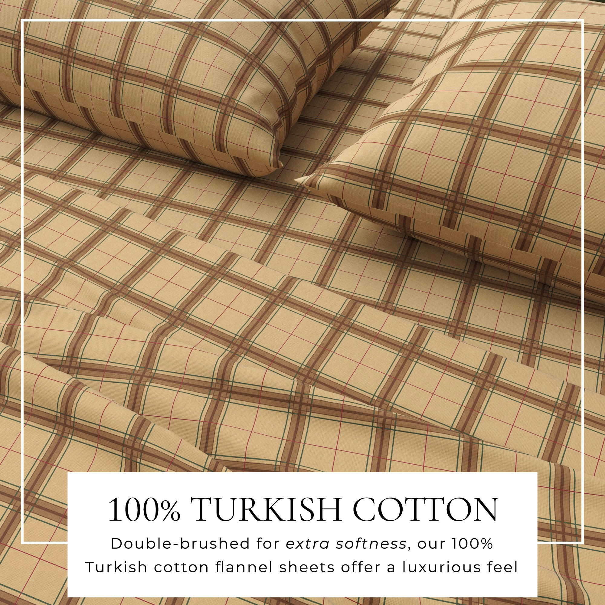100% Turkish Cotton Plaid Flannel Sheet Sets