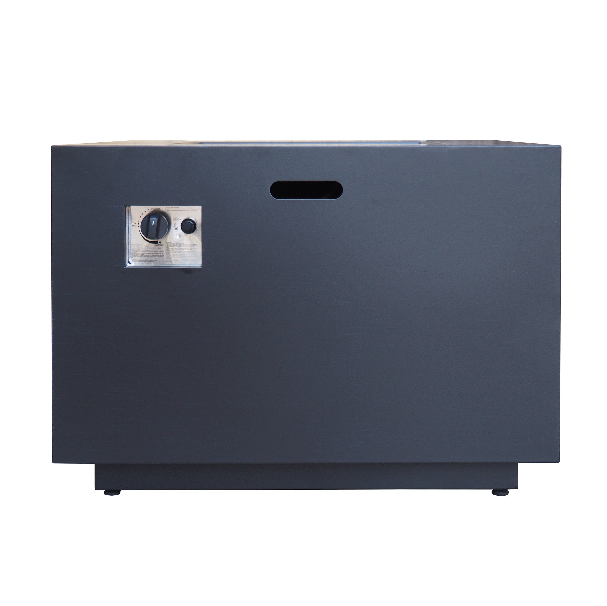 33" Outdoor Iron Square Propane Fire Pit, Tank Inside, 50,000 BTU