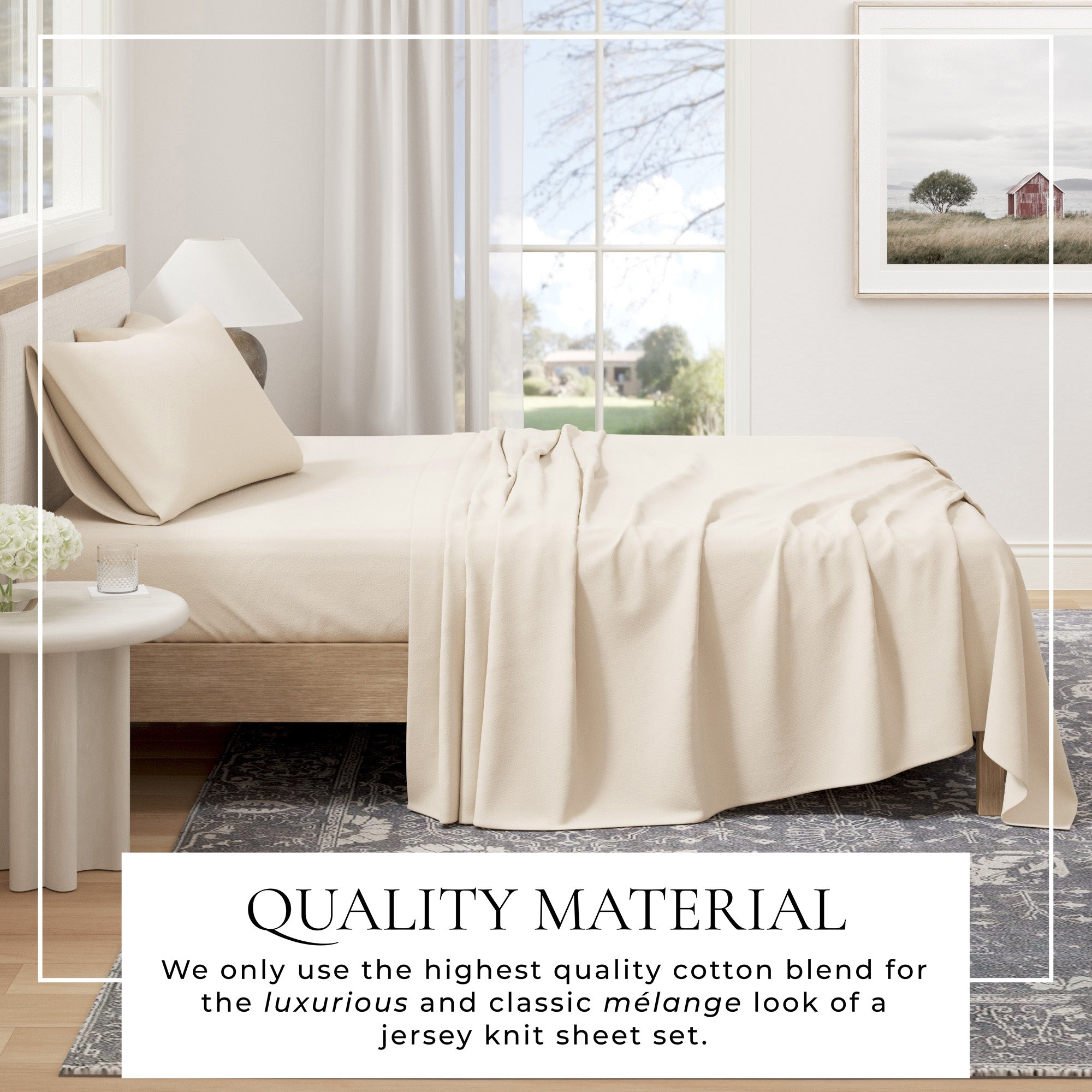 Cotton Heathered Melange Jersey Knit Sheet Set