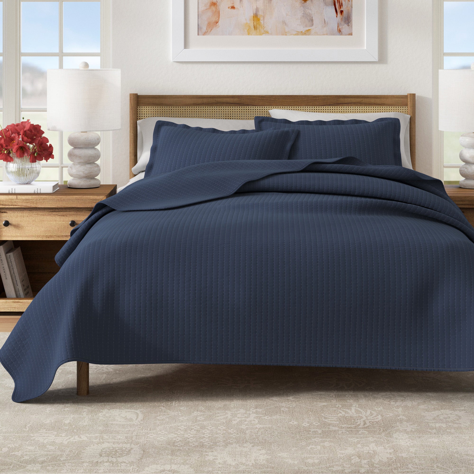 Stitched Quilt Set with Shams