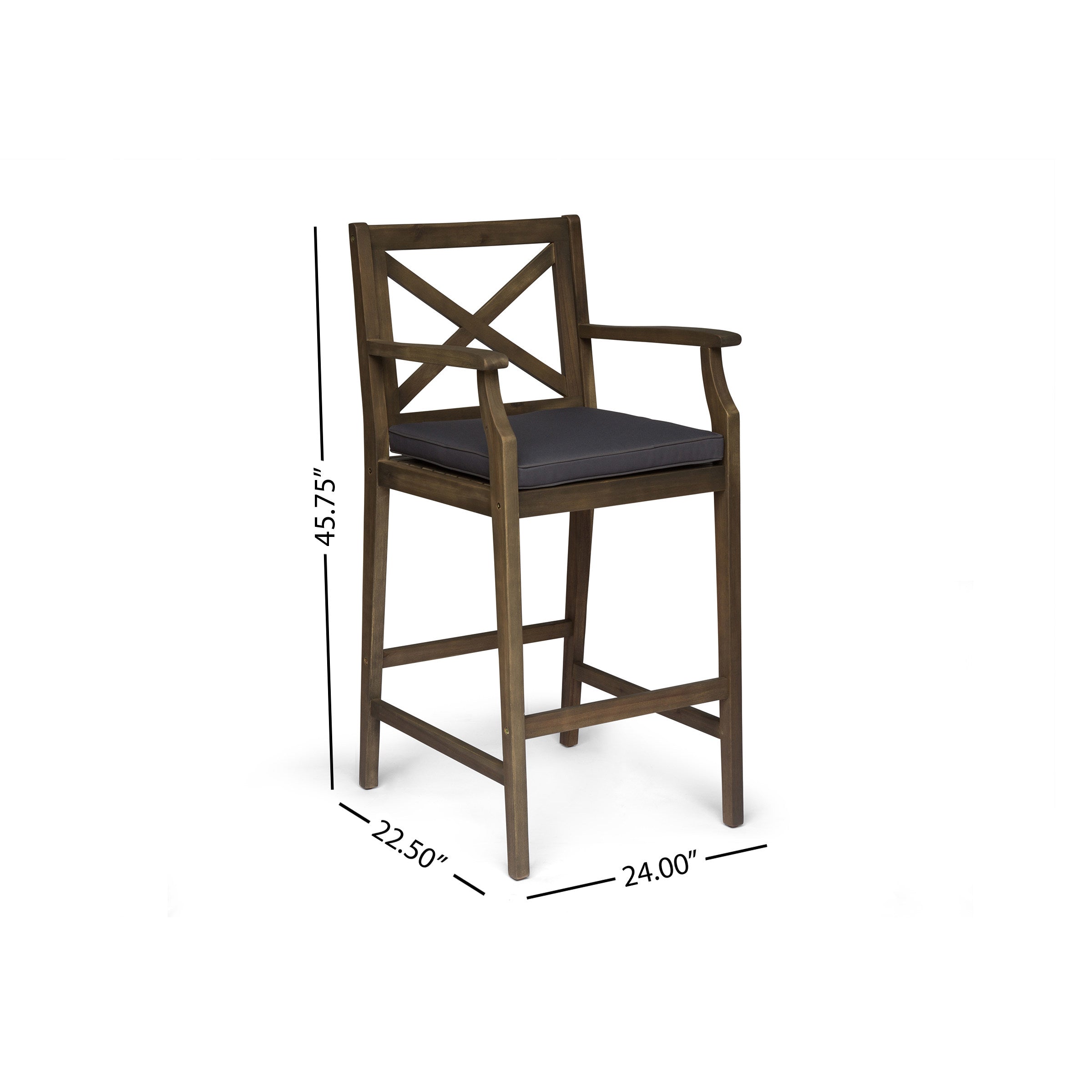Perla Outdoor Acacia Wood Barstools, Set of 2
