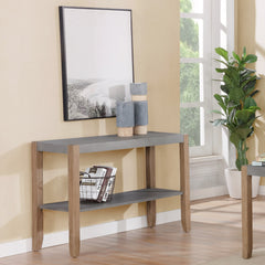 Newport 4-Piece Faux Concrete and Wood Living Room Set with 36"L Coffee Table, Two 21" Square End Tables and 40"L Sofa/TV Console Table Tables Desk