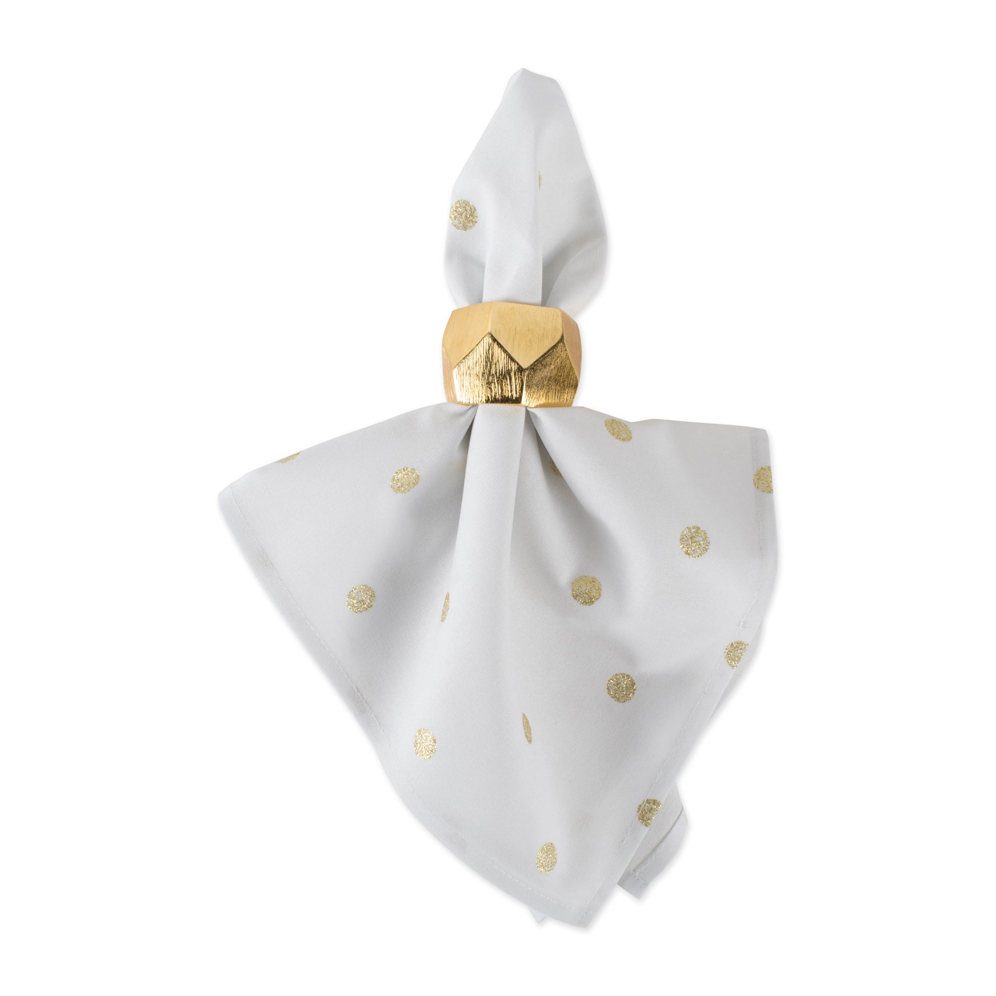 Metallic White & Gold Polka Dot Napkins, Set of 4 Napkins