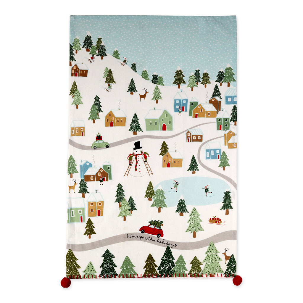North Pole Village Embellished Dishtowels, Set of 3