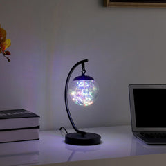 14" In Pendulum Multi-Colored Led Glass Orb Black Metal Table Lamp W/ Usb Port - Pier 1