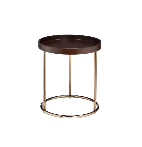 21.75" Espresso Edie Mid-Century Lipped Edge Side Table w/ Copper Legs - Pier 1