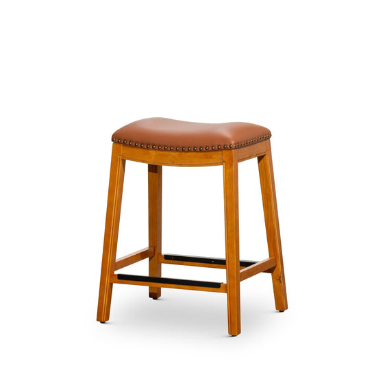 24" Counter Stool with Leather Seat and Nailhead Trim - Pier 1