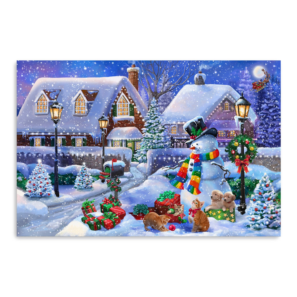 Christmas Love Puppies & Kittens Canvas Giclee