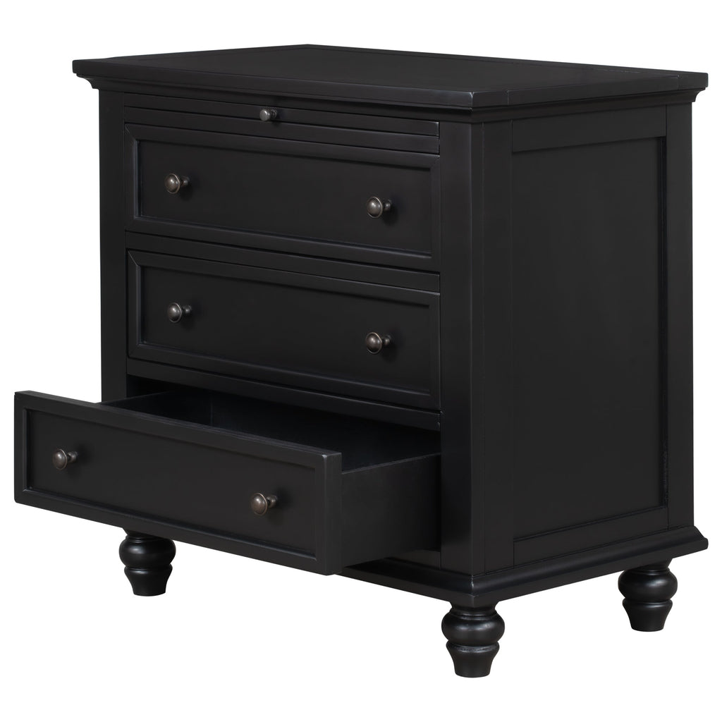 28'' Traditional 3 Drawer Wood End Table with Pull-Out Tray, Black - Pier 1