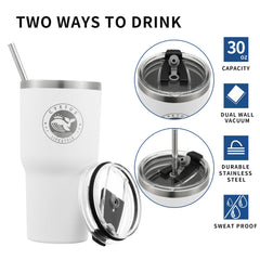 30Oz Stainless Steel Vacuum Insulated Tumbler With Lid And Straw - Pier 1