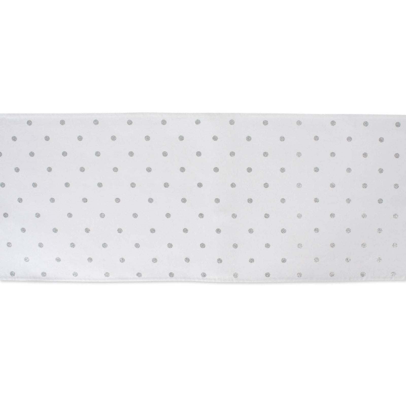Metallic White & Silver Reversible Polka Dot Table Runner 13x72 Table Runners